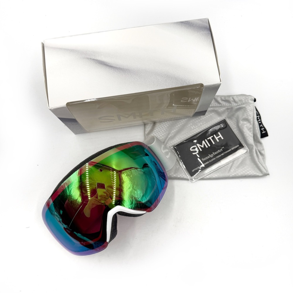 Smith Skyline Chromapop Ski Snowboard Goggles White Vapor Green Mirror Lens